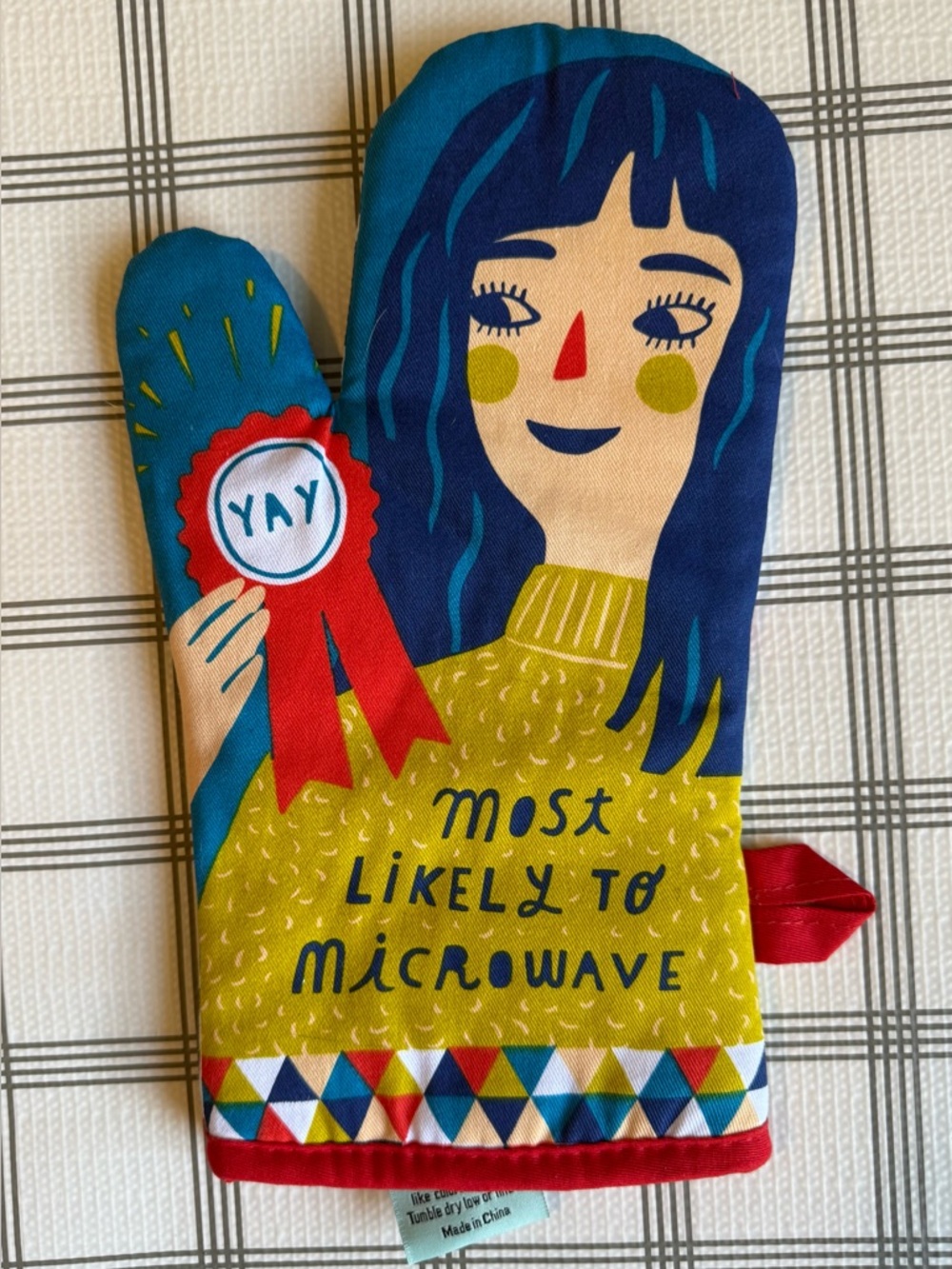 Blue Q Yellow & Blue 'Most Likely to Microwave' Oven Mitt